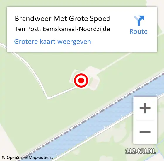 Locatie op kaart van de 112 melding: Brandweer Met Grote Spoed Naar Ten Post, Eemskanaal-Noordzijde op 17 juni 2021 16:17