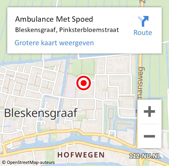 Locatie op kaart van de 112 melding: Ambulance Met Spoed Naar Bleskensgraaf, Pinksterbloemstraat op 17 juni 2021 16:20