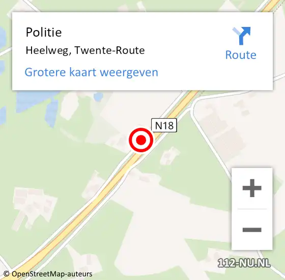 Locatie op kaart van de 112 melding: Politie Heelweg, Twente-Route op 17 juni 2021 16:21