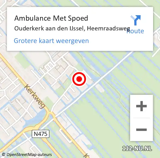 Locatie op kaart van de 112 melding: Ambulance Met Spoed Naar Ouderkerk aan den IJssel, Heemraadsweg op 13 juni 2014 15:28