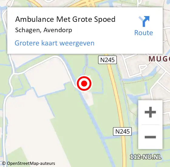 Locatie op kaart van de 112 melding: Ambulance Met Grote Spoed Naar Schagen, Avendorp op 17 juni 2021 16:30