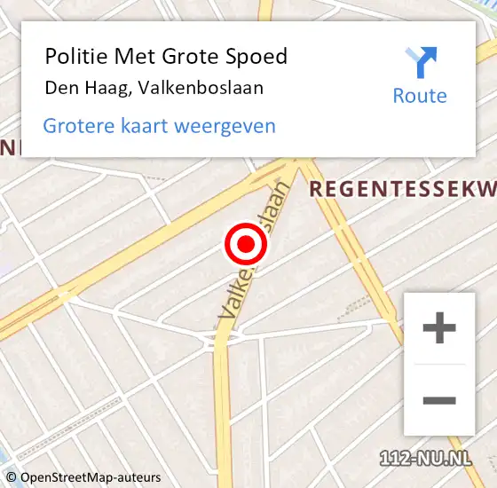 Locatie op kaart van de 112 melding: Politie Met Grote Spoed Naar Den Haag, Valkenboslaan op 17 juni 2021 16:32