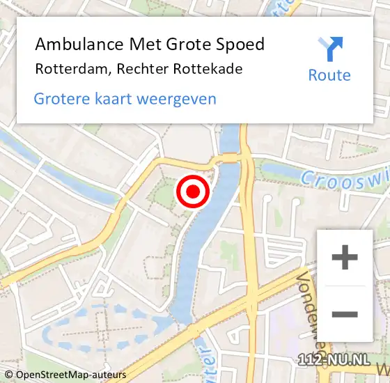 Locatie op kaart van de 112 melding: Ambulance Met Grote Spoed Naar Rotterdam, Rechter Rottekade op 17 juni 2021 16:35