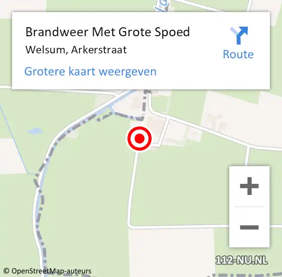 Locatie op kaart van de 112 melding: Brandweer Met Grote Spoed Naar Welsum, Arkerstraat op 13 juni 2014 15:31