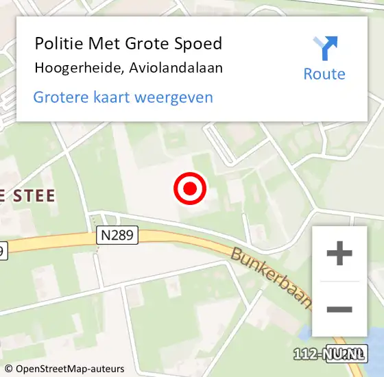 Locatie op kaart van de 112 melding: Politie Met Grote Spoed Naar Hoogerheide, Aviolandalaan op 17 juni 2021 16:42