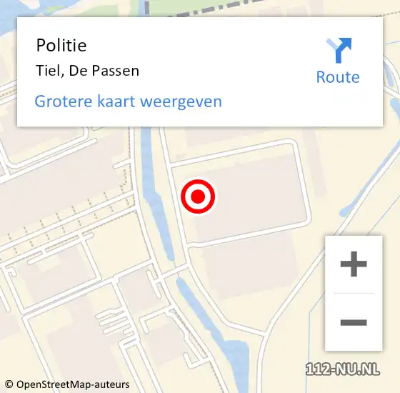 Locatie op kaart van de 112 melding: Politie Tiel, De Passen op 17 juni 2021 17:06