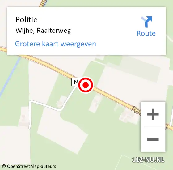 Locatie op kaart van de 112 melding: Politie Wijhe, Raalterweg op 17 juni 2021 17:23