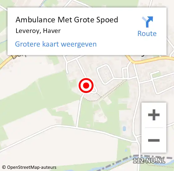 Locatie op kaart van de 112 melding: Ambulance Met Grote Spoed Naar Leveroy, Haver op 17 juni 2021 17:25