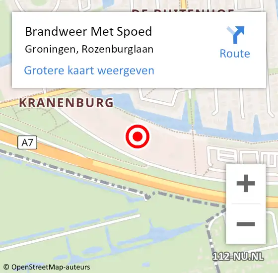 Locatie op kaart van de 112 melding: Brandweer Met Spoed Naar Groningen, Rozenburglaan op 17 juni 2021 17:32