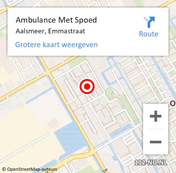 Locatie op kaart van de 112 melding: Ambulance Met Spoed Naar Aalsmeer, Emmastraat op 17 juni 2021 17:34