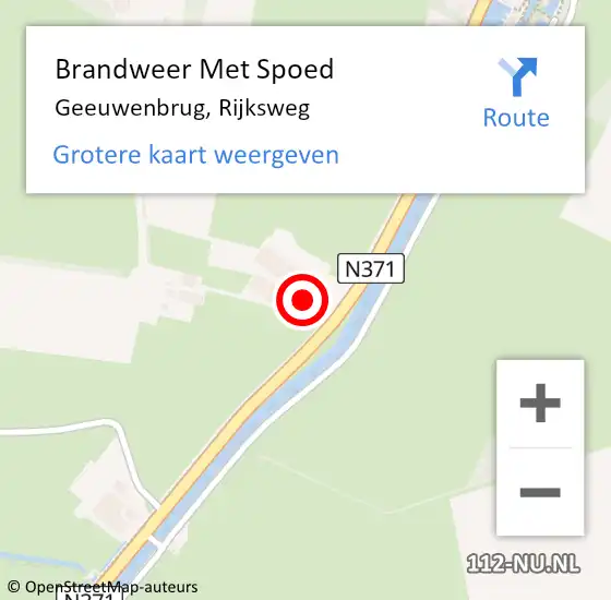 Locatie op kaart van de 112 melding: Brandweer Met Spoed Naar Geeuwenbrug, Rijksweg op 17 juni 2021 17:47
