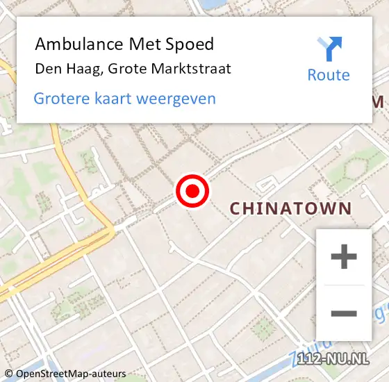Locatie op kaart van de 112 melding: Ambulance Met Spoed Naar Den Haag, Grote Marktstraat op 17 juni 2021 17:50