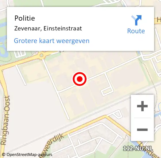 Locatie op kaart van de 112 melding: Politie Zevenaar, Einsteinstraat op 17 juni 2021 17:50