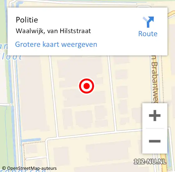 Locatie op kaart van de 112 melding: Politie Waalwijk, van Hilststraat op 17 juni 2021 18:01