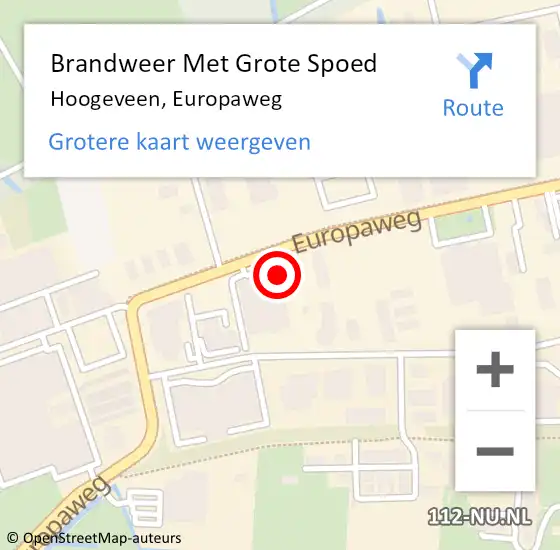 Locatie op kaart van de 112 melding: Brandweer Met Grote Spoed Naar Hoogeveen, Europaweg op 17 juni 2021 18:02
