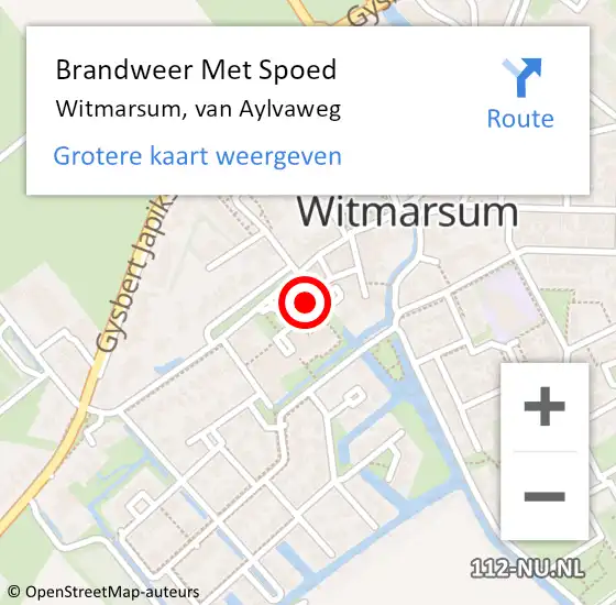 Locatie op kaart van de 112 melding: Brandweer Met Spoed Naar Witmarsum, van Aylvaweg op 17 juni 2021 18:09