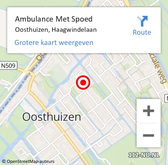 Locatie op kaart van de 112 melding: Ambulance Met Spoed Naar Oosthuizen, Haagwindelaan op 17 juni 2021 18:10