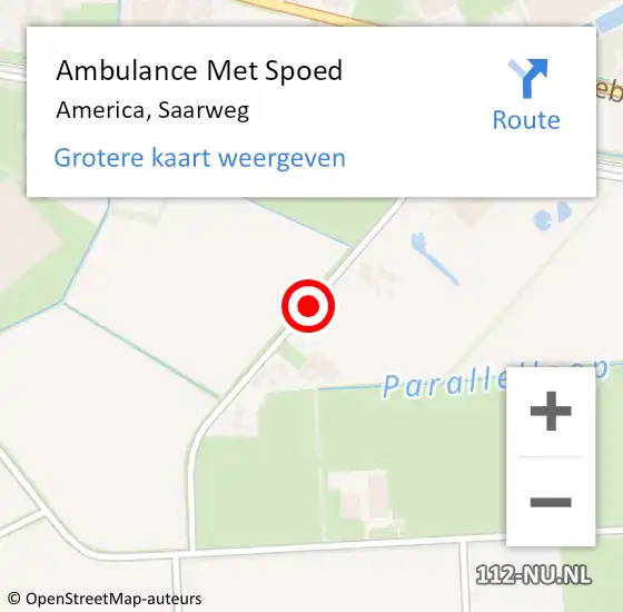 Locatie op kaart van de 112 melding: Ambulance Met Spoed Naar America, Saarweg op 13 juni 2014 15:37