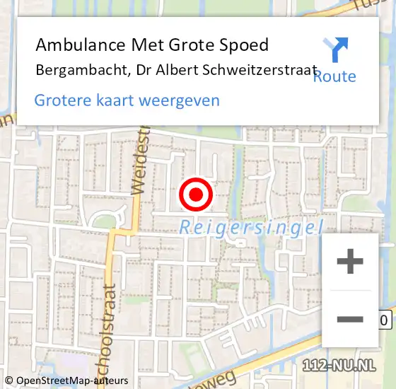 Locatie op kaart van de 112 melding: Ambulance Met Grote Spoed Naar Bergambacht, Dr Albert Schweitzerstraat op 17 juni 2021 18:17