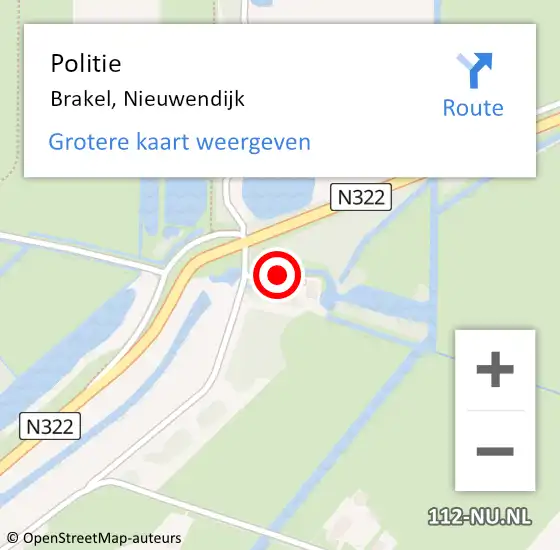 Locatie op kaart van de 112 melding: Politie Brakel, Nieuwendijk op 17 juni 2021 18:24