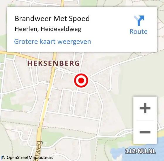 Locatie op kaart van de 112 melding: Brandweer Met Spoed Naar Heerlen, Heideveldweg op 17 juni 2021 18:29