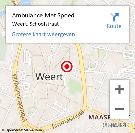 Locatie op kaart van de 112 melding: Ambulance Met Spoed Naar Weert, Schoolstraat op 17 juni 2021 18:50