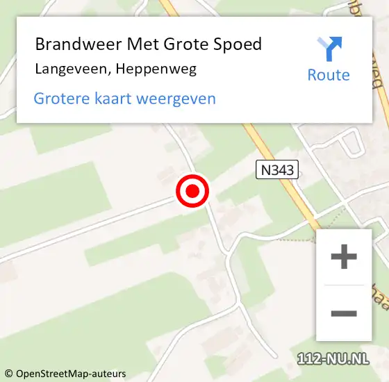 Locatie op kaart van de 112 melding: Brandweer Met Grote Spoed Naar Langeveen, Heppenweg op 17 juni 2021 18:58