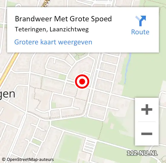 Locatie op kaart van de 112 melding: Brandweer Met Grote Spoed Naar Teteringen, Laanzichtweg op 17 juni 2021 19:01