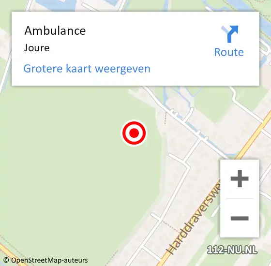 Locatie op kaart van de 112 melding: Ambulance Joure op 17 juni 2021 19:10