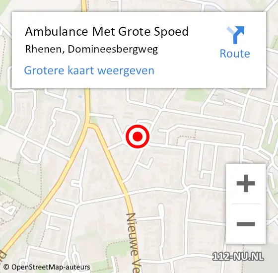 Locatie op kaart van de 112 melding: Ambulance Met Grote Spoed Naar Rhenen, Domineesbergweg op 17 juni 2021 19:32