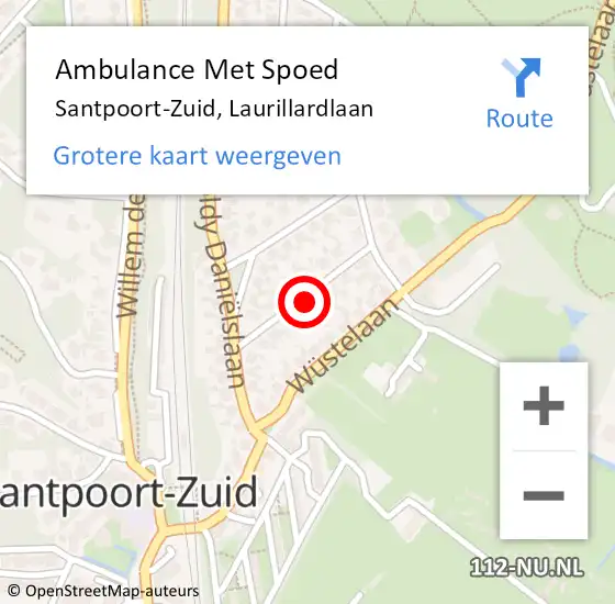 Locatie op kaart van de 112 melding: Ambulance Met Spoed Naar Santpoort-Zuid, Laurillardlaan op 17 juni 2021 19:51