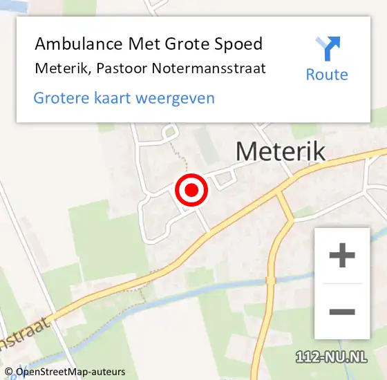 Locatie op kaart van de 112 melding: Ambulance Met Grote Spoed Naar Meterik, Pastoor Notermansstraat op 4 oktober 2013 23:43