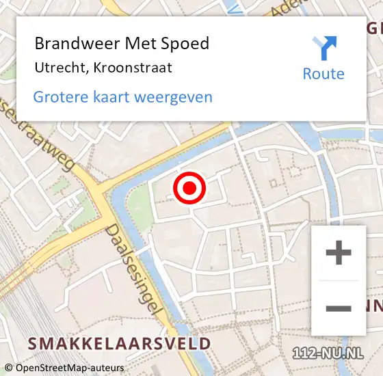 Locatie op kaart van de 112 melding: Brandweer Met Spoed Naar Utrecht, Kroonstraat op 17 juni 2021 20:09