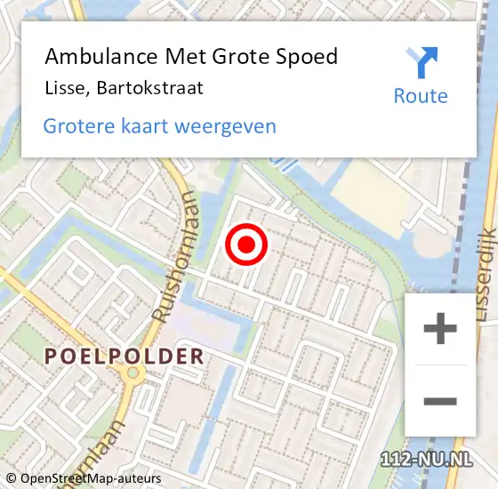 Locatie op kaart van de 112 melding: Ambulance Met Grote Spoed Naar Lisse, Bartokstraat op 17 juni 2021 20:11