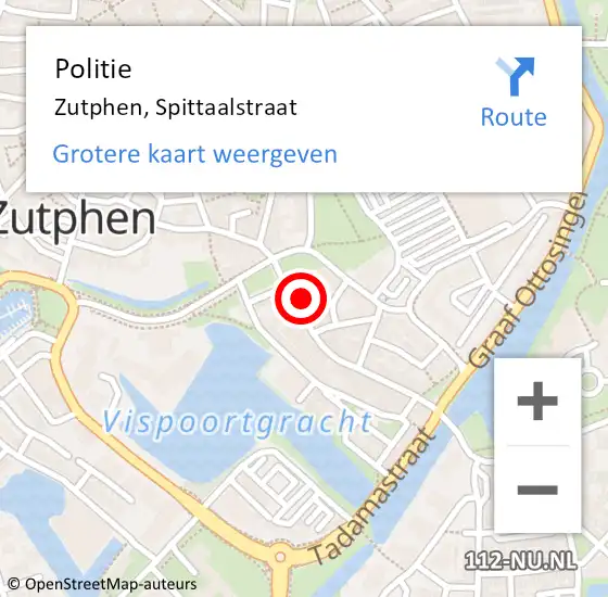 Locatie op kaart van de 112 melding: Politie Zutphen, Spittaalstraat op 17 juni 2021 20:12