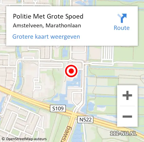 Locatie op kaart van de 112 melding: Politie Met Grote Spoed Naar Amstelveen, Marathonlaan op 17 juni 2021 20:29