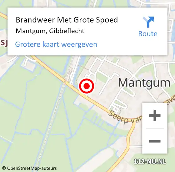 Locatie op kaart van de 112 melding: Brandweer Met Grote Spoed Naar Mantgum, Gibbeflecht op 13 juni 2014 15:44