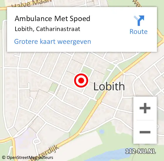 Locatie op kaart van de 112 melding: Ambulance Met Spoed Naar Lobith, Catharinastraat op 17 juni 2021 20:51