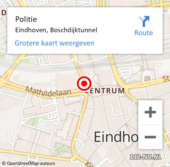 Locatie op kaart van de 112 melding: Politie Eindhoven, Boschdijktunnel op 17 juni 2021 20:55