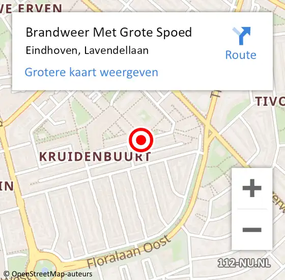 Locatie op kaart van de 112 melding: Brandweer Met Grote Spoed Naar Eindhoven, Lavendellaan op 17 juni 2021 20:56