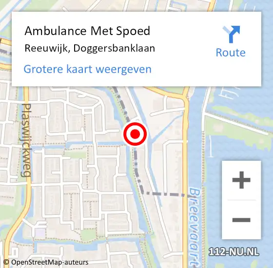 Locatie op kaart van de 112 melding: Ambulance Met Spoed Naar Reeuwijk, Doggersbanklaan op 17 juni 2021 21:08