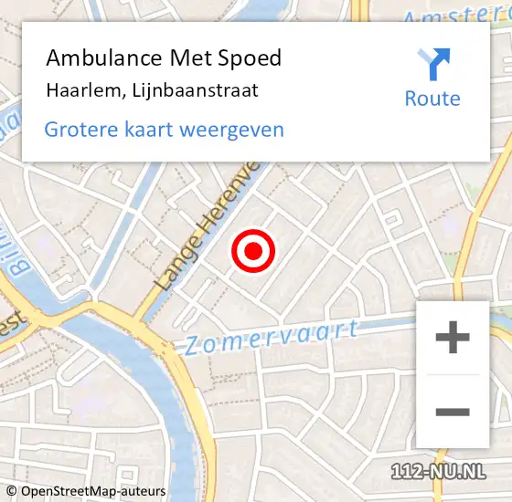 Locatie op kaart van de 112 melding: Ambulance Met Spoed Naar Haarlem, Lijnbaanstraat op 17 juni 2021 21:22