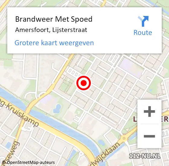 Locatie op kaart van de 112 melding: Brandweer Met Spoed Naar Amersfoort, Lijsterstraat op 17 juni 2021 21:51