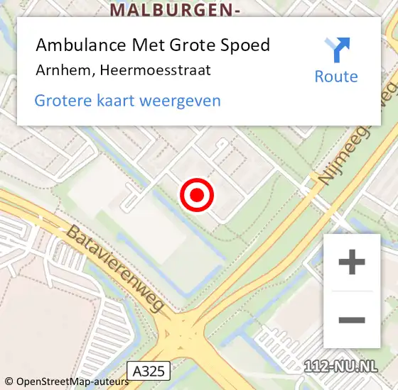 Locatie op kaart van de 112 melding: Ambulance Met Grote Spoed Naar Arnhem, Heermoesstraat op 17 juni 2021 22:02