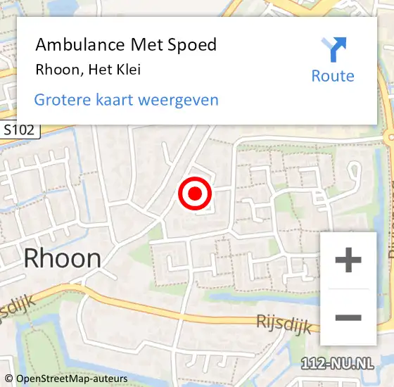 Locatie op kaart van de 112 melding: Ambulance Met Spoed Naar Rhoon, Het Klei op 17 juni 2021 22:18