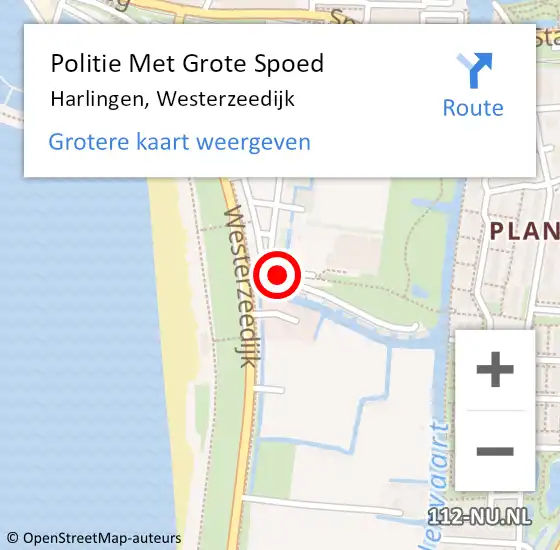 Locatie op kaart van de 112 melding: Politie Met Grote Spoed Naar Harlingen, Westerzeedijk op 17 juni 2021 22:47