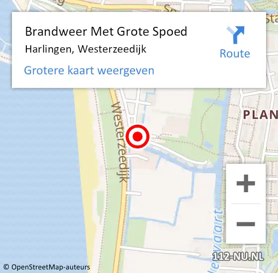 Locatie op kaart van de 112 melding: Brandweer Met Grote Spoed Naar Harlingen, Westerzeedijk op 17 juni 2021 22:47