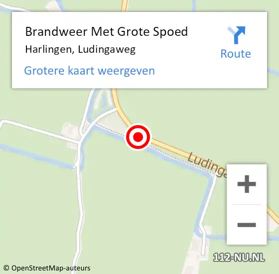 Locatie op kaart van de 112 melding: Brandweer Met Grote Spoed Naar Harlingen, Ludingaweg op 17 juni 2021 22:52