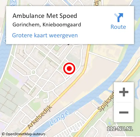 Locatie op kaart van de 112 melding: Ambulance Met Spoed Naar Gorinchem, Knieboomgaard op 17 juni 2021 23:18