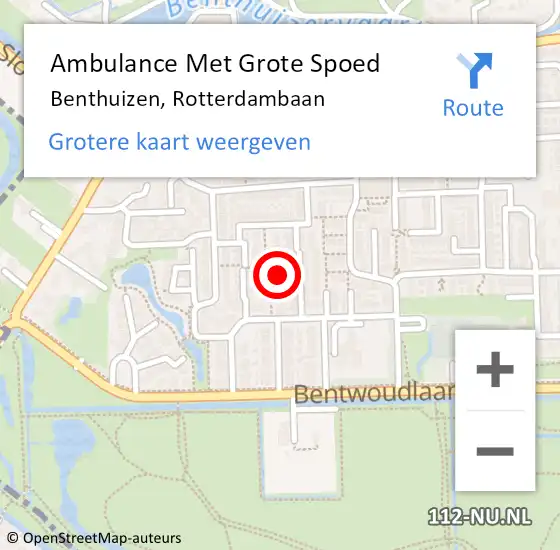 Locatie op kaart van de 112 melding: Ambulance Met Grote Spoed Naar Benthuizen, Rotterdambaan op 17 juni 2021 23:35